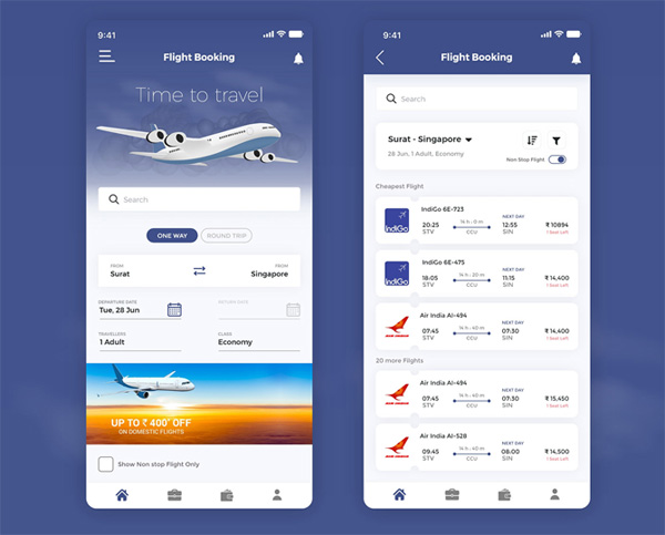 Thiết kế app đặt vé máy bay - giaidieu.com